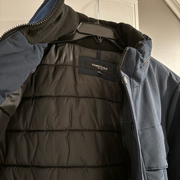 NWT Kenneth Cole Navy Blue Water Resistant Puffer Coat Jacket Size M - Picture 4 of 9